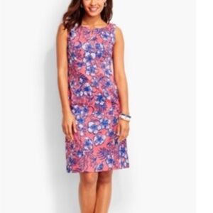 Talbots Texture Pink Sleeveless Shift Dress MOD Floral Size 8